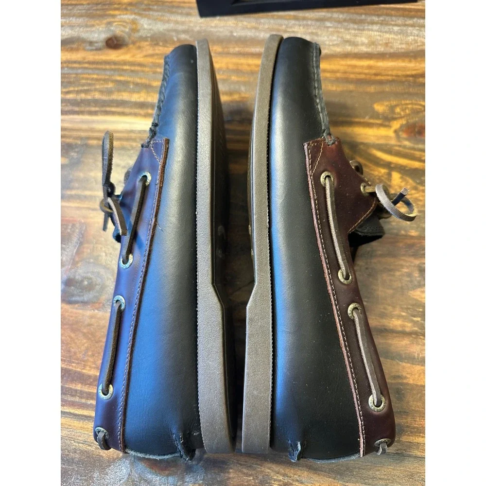 G.H. Bass‎ & Co. Men's Hampton Core 2 WW Boat Shoes Black Leather Size 10 Wide